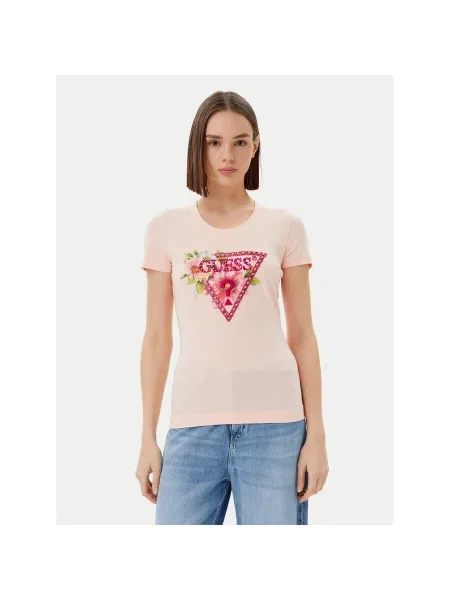Guess T-shirt Slim Fit ružičasta