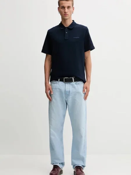 Bombažen polo Tommy Jeans mornarsko modra