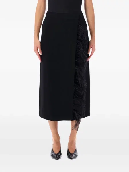 Fustă midi Alberta Ferretti cu pene plic negru