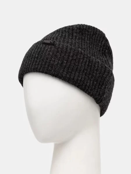 Шапка з домішкою вовни Puma з товстого трикотажу чорний