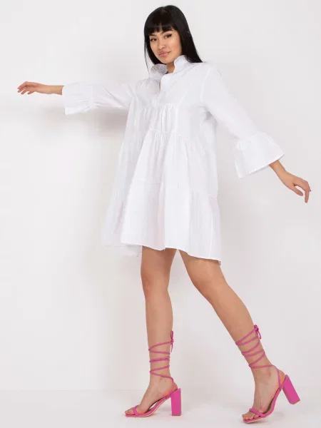 Rochie Fashionhunters cu volane de costum alb