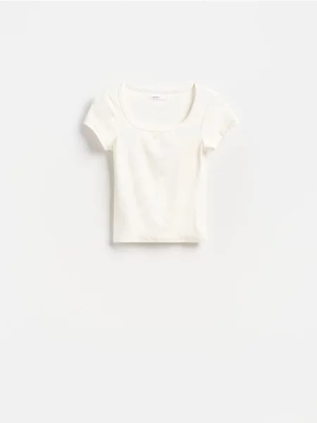 Reserved Tricou slim fit cu adaos de modal alb
