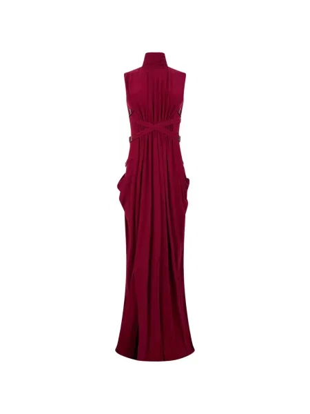 Rochie maxi Alberta Ferretti cu cataramă drapată roșu