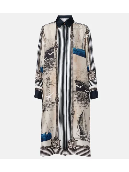 Rochie tip cămașă Max Mara de mătase cu imagine