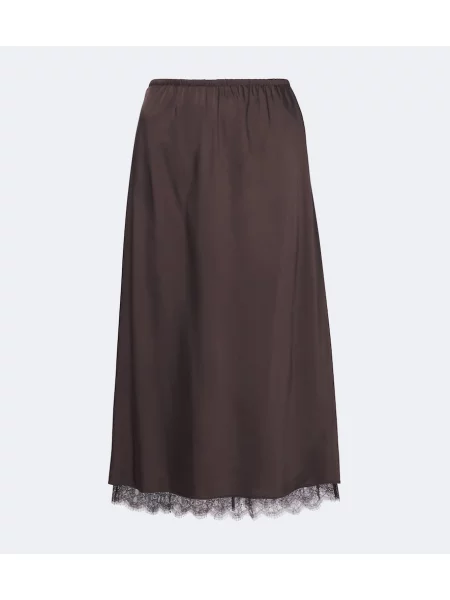 Fustă midi Vince din satin maro