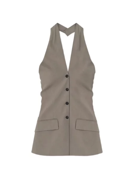 Top Nanushka cu gât halter gri