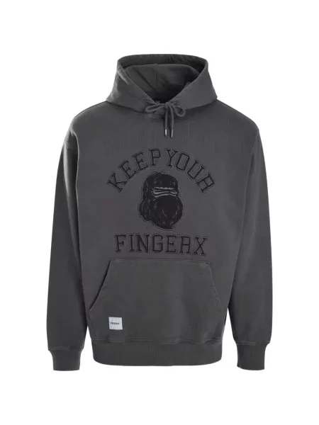 Hanorac cu glugă Fingercroxx cu autograf gri