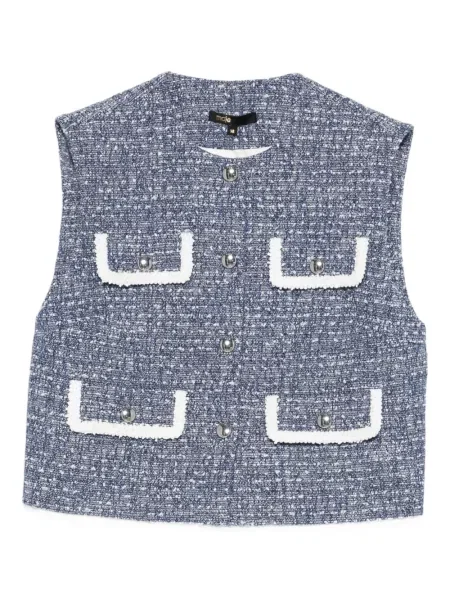 Top Maje din tweed albastru