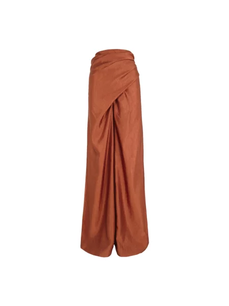 Lniane szerokie spodnie Cortana czerwone