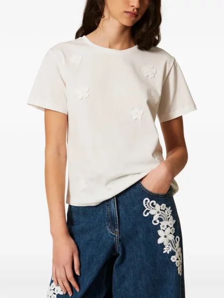 Tricou Twinset cu model floral alb