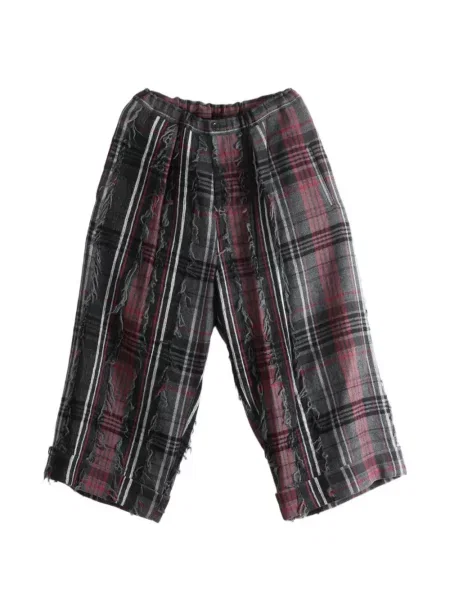 Pantaloni Y's în carouri gri