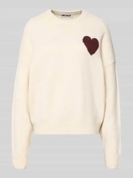 Sweter o kroju regular fit w dzianinowym wyglądzie Review biały