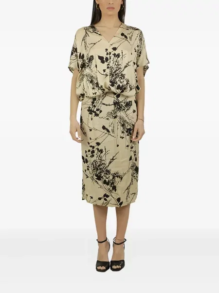 Sukienka midi Semicouture w kwiatki z nadrukiem do kolan