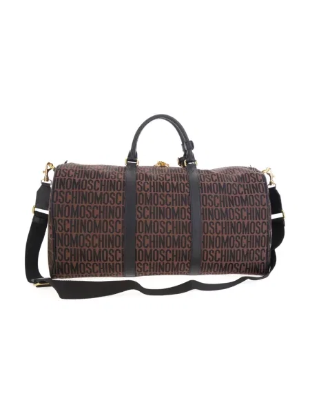 Torba Moschino skórzana z logo brązowa