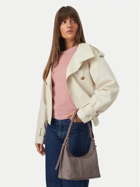 Calvin Klein Torbica Emblem Aop Sueded Shoulder Bag bež