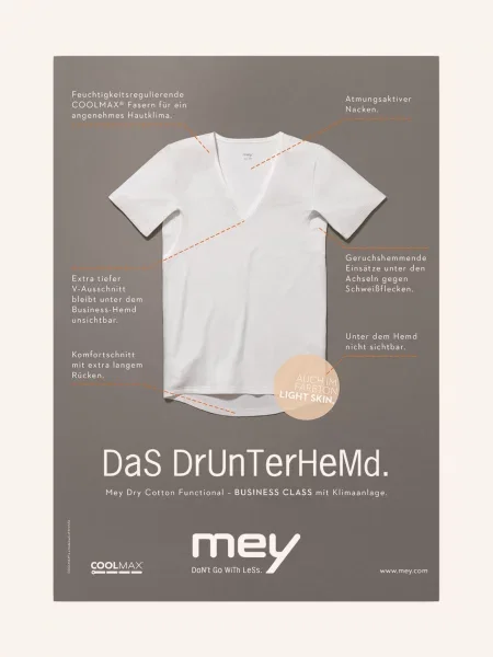 Mey Tričko S Výstřihem Do V Série Dry Cotton Slim Fit bílá