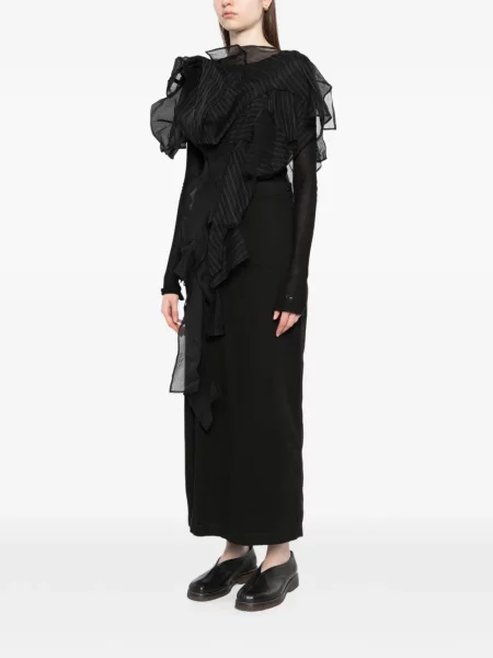 Bluză Yohji Yamamoto asimetrică negru