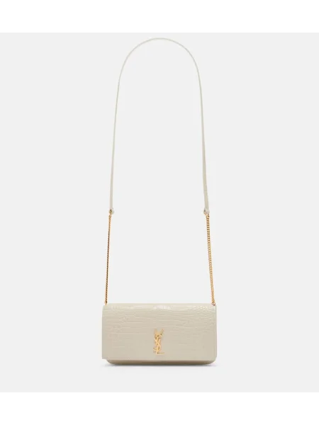 Usnjeni torbica Saint Laurent bela