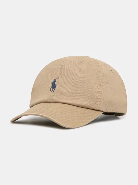 Шапка с козирка Polo Ralph Lauren жълто с изчистен дизайн бежово