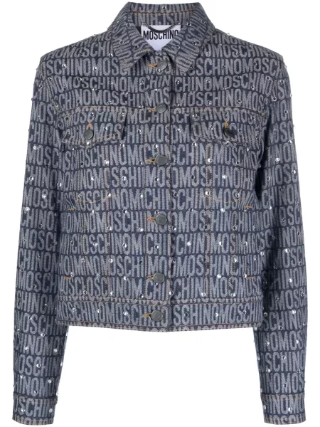 Geacă de blugi Moschino cu imagine albastru