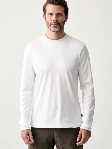 Tricou cu mânecă lungă Boss alb