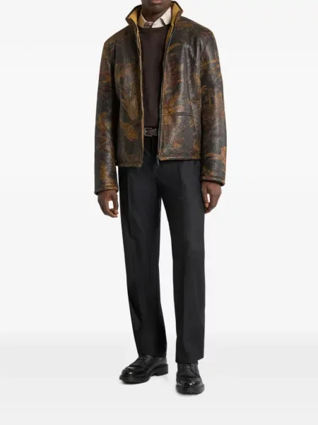 Pulover Etro de lână cu model floral maro
