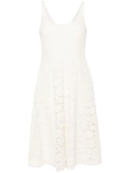 Rochie Prada cu model floral din dantelă de costum alb
