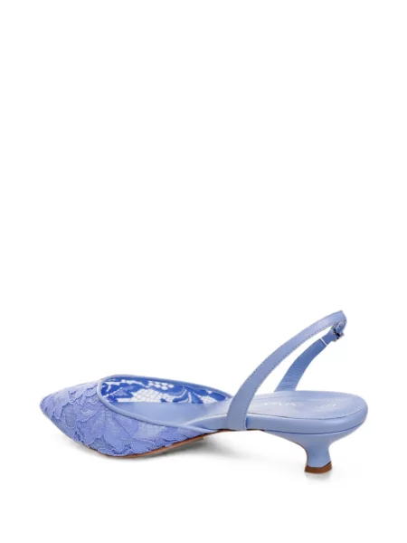 Pantofi cu toc Ginissima din dantelă slingback albastru