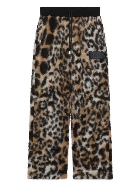 Pantaloni Gcds cu imagine cu model leopard cu cordon maro