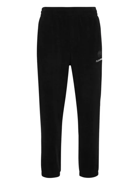 Fleecové kalhoty Plein Sport s výšivkou černé