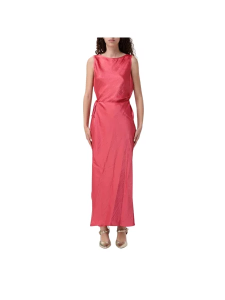 PINKO Sukienki Kobieta S Elegancka Sukienka Maxi z Wiązaniem bocznym czerwony