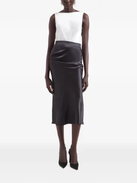 Fustă midi Nina Ricci asimetrică drapată negru