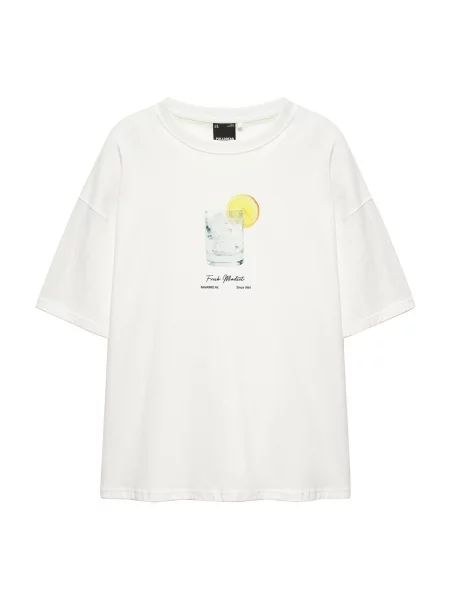 Pull&Bear Tricou galben / gri deschis / negru alb