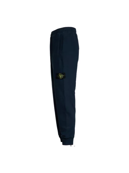 Lniane spodnie dresowe Stone Island z kamieniami niebieskie