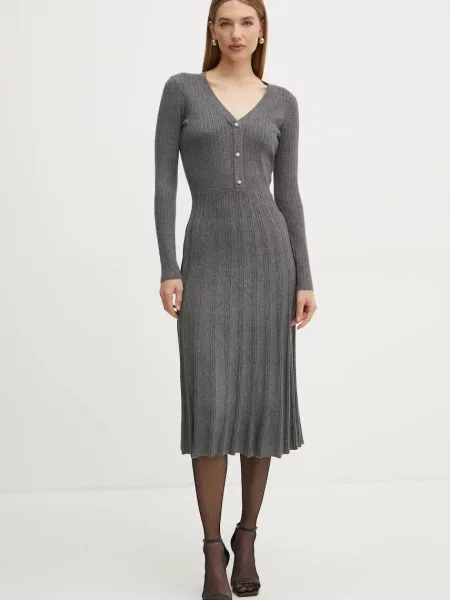 Сукня з домішкою вовни Morgan RMFRED midi розкльошена RMFRED сірий