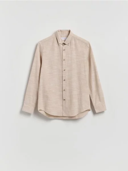 Reserved Cămașă regular fit din structurat bej