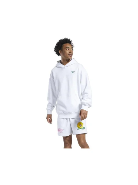 Mikina s kapucňou Reebok Sport s kapucňou biela