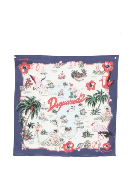 Fular Dsquared2 cu model floral cu imagine albastru