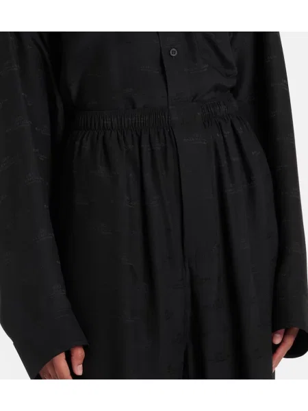 Pantaloni Balenciaga de mătase negru