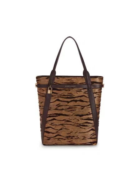 Shopperka Elisabetta Franchi z nadrukiem w tygrysie prążki brązowa