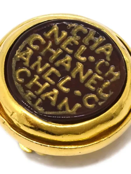 Náušnice Chanel Pre-owned s autogramem zlaté