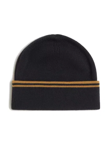 FRED PERRY Twin Tipped Merino Wool Beanie Black/Caramel Universal czarna