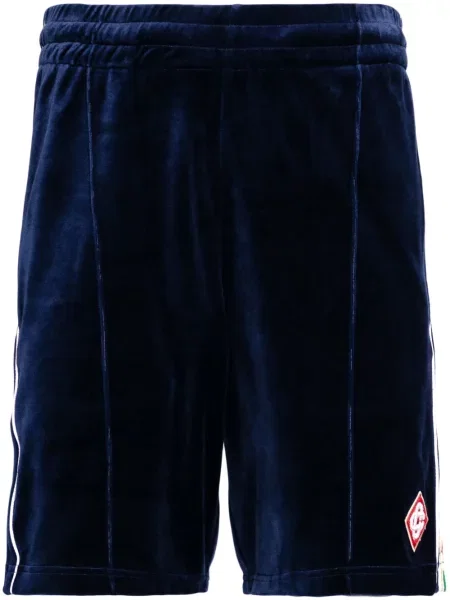 Pantaloni scurți Casablanca de catifea cu motiv cu inimi albastru