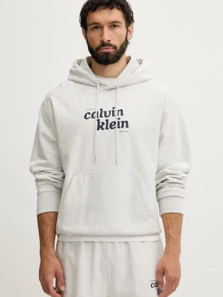 Calvin Klein Jeans hanorac cu glugă pentru bărbați cu gri