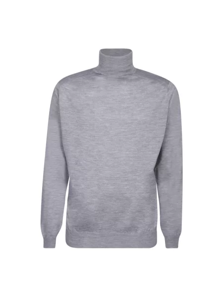 Sweter Dell'oglio z kaszmiru z wysokim kołnierzem szary