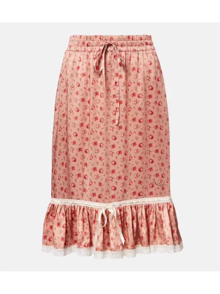 Svileno midi krilo Dolce&gabbana s cvetličnim vzorcem nad koleni