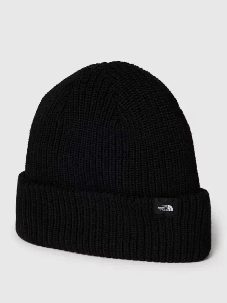 Czapka z dzianiny z szerokim brzegiem i detalem z logo The North Face czarna