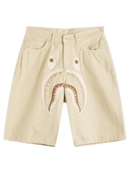 A Bathing Ape szorty Shark garment dye beżowe