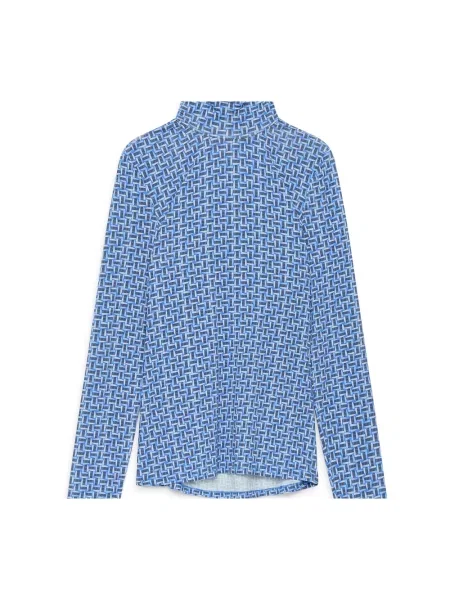 Lniany top Maliparmi z kamieniami niebieski