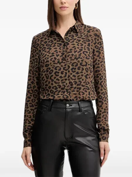 Cămașă Guess cu imagine cu model leopard maro